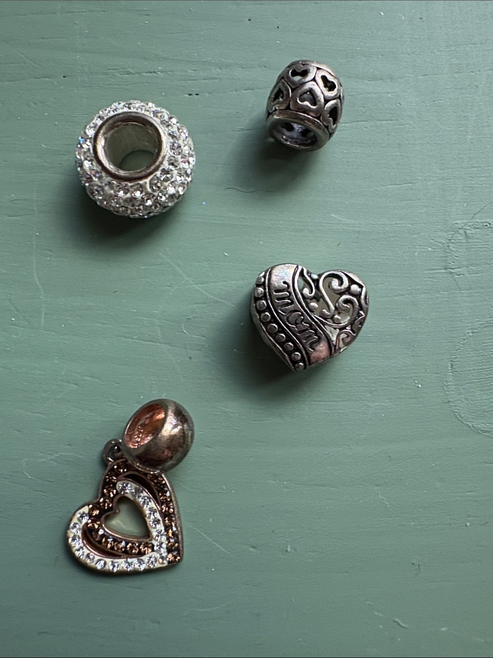 Mixed Heart & Pavé Bead Charm Lot  for pandora bracelet